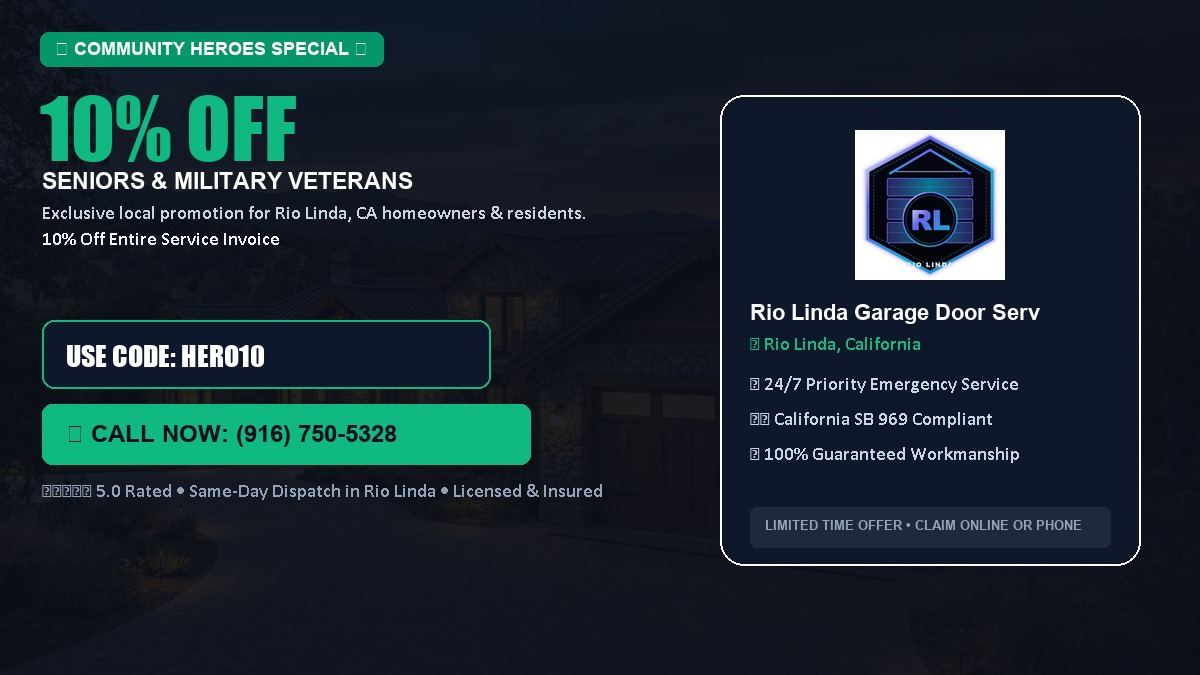 Rio Linda Garage Door Service 10% OFF Seniors & Military Veterans in Rio Linda, CA